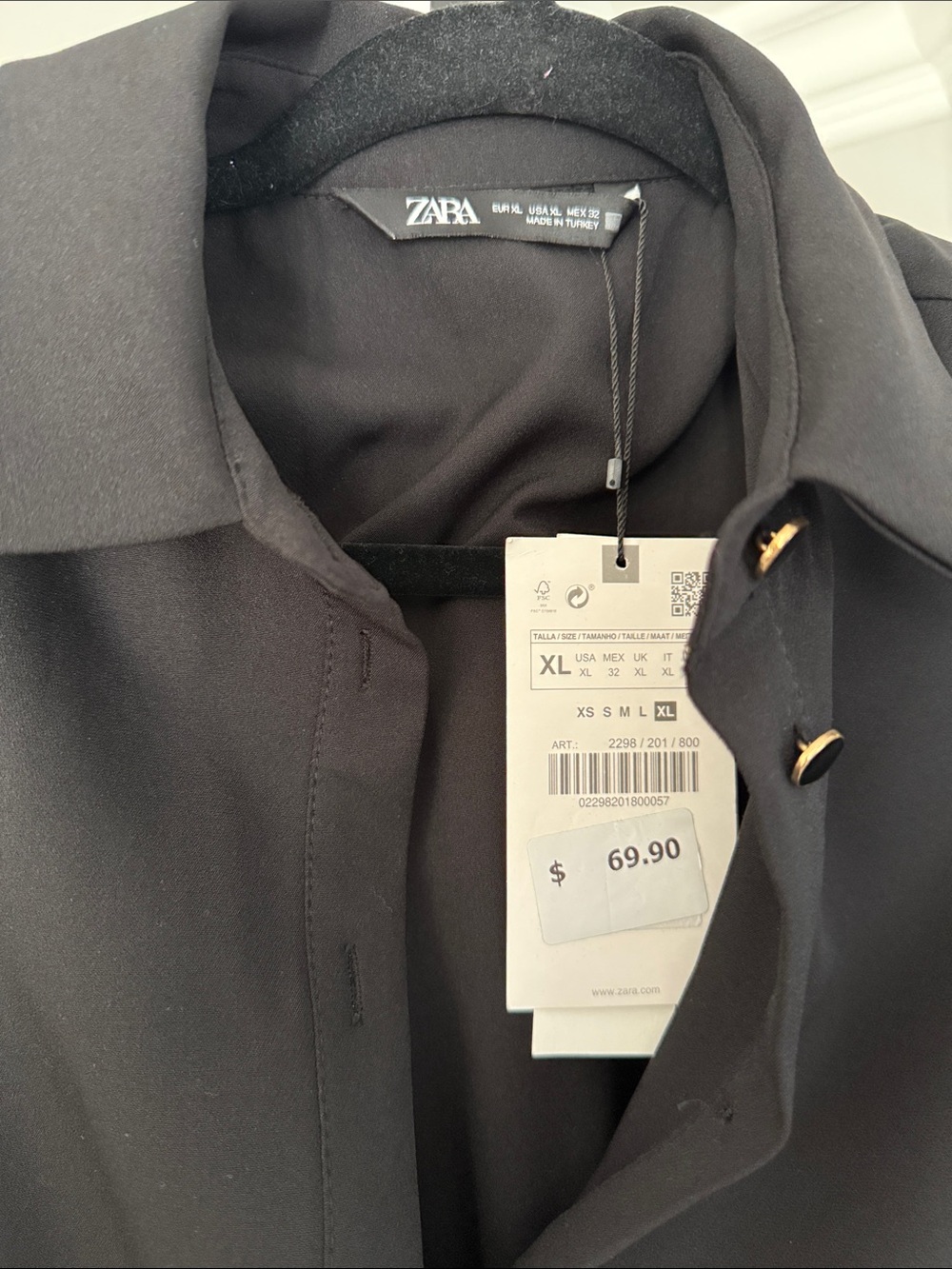 Zara Black Long-Sleeve Shirt Dress - Picture 2 of 7
